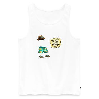 Invisible Summer Humor at the Beach - Men's Premium Organic Tank Top - white - Front - AI Model Male 178 light (178cm)