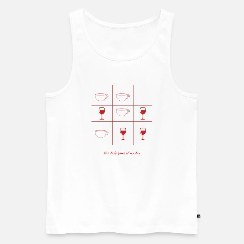 Kaffee oder Wein englisch - Männer Premium Bio Tank Top - Weiß
