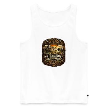 Der Berg ruft Wanderbadge - Männer Premium Bio Tank Top - Weiß - Vorne - Michal (187cm)