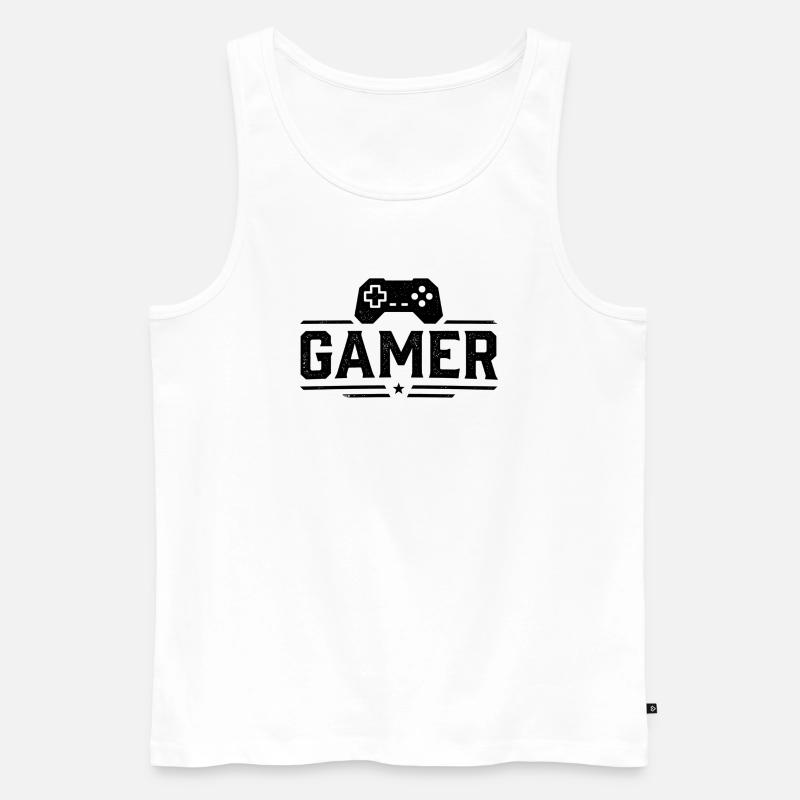 Gamer Controller Silhouette - Männer Premium Bio Tank Top - Weiß