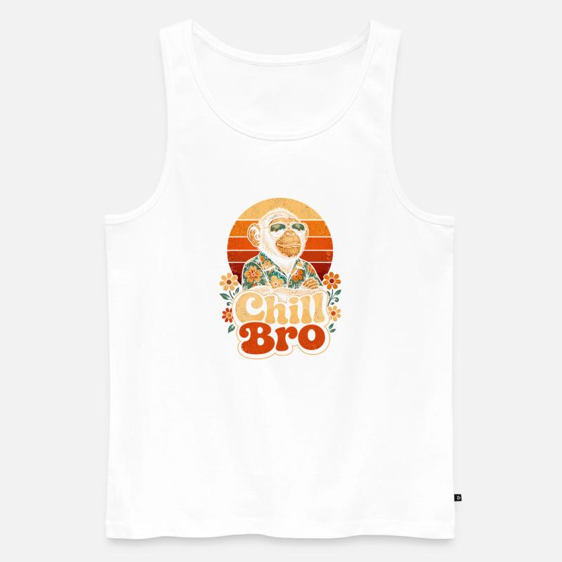 Chill Bro Retro Affe - Männer Premium Bio Tank Top - Weiß