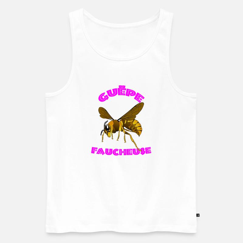 Vector Reaper Wespe – Rosa Bogendesign - Männer Premium Bio Tank Top - Weiß