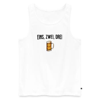 Eins, Zwei, Drei, Bier - Männer Premium Bio Tank Top - Weiß - Vorne - Michal (187cm)