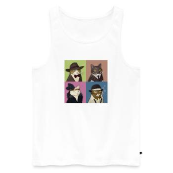 Dapper Cats Quartet - Men's Premium Organic Tank Top - white - Front - AI Model Male 178 light (178cm)