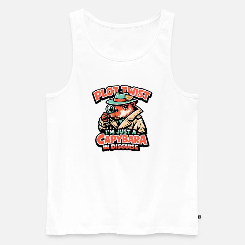 Plot Twist Capybara Detektiv - Männer Premium Bio Tank Top - Weiß