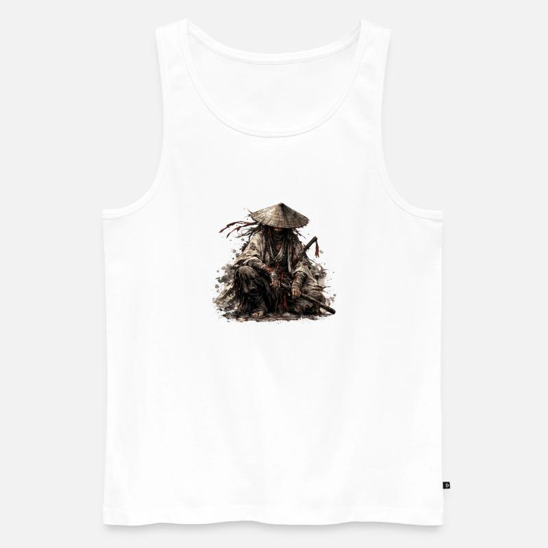 Shadow Ronin Samurai - Männer Premium Bio Tank Top - Weiß