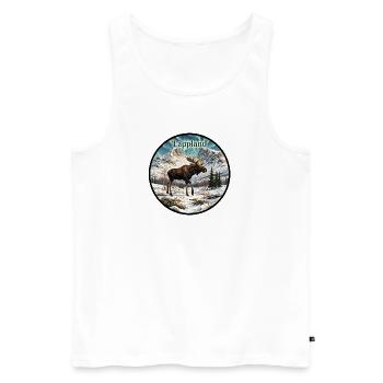 Lappland Elch mit Polarlichtern über Lapporten - Männer Premium Bio Tank Top - Weiß - Vorne - Michal (187cm)