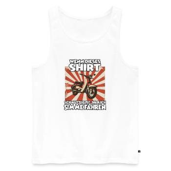 Zweitakt-Kult Simson Motiv– Ostdeutsche Nostalgie  - Männer Premium Bio Tank Top - Weiß - Vorne - Michal (187cm)