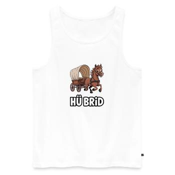  HÜ BRID Lustiges Pferd Mit Planwagen Wortspiel - Männer Premium Bio Tank Top - Weiß - Vorne - Michal (187cm)