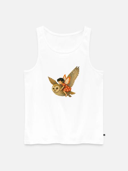 Carinchen auf dem Flug mit der Eule  - Männer Premium Bio Tank Top - Weiß