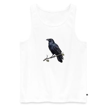 Grand Corbeau - Corvus corax - Dark Academia - Débardeur bio Premium Homme - blanc - Devant - AI Model Male 178 light (178cm)