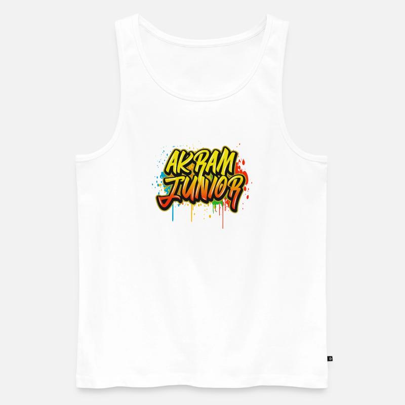 Akram Junior Graffiti - Männer Premium Bio Tank Top - Weiß