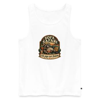 Sofa Safari – Lustiges Couch Motiv - Männer Premium Bio Tank Top - Weiß - Vorne - Michal (187cm)