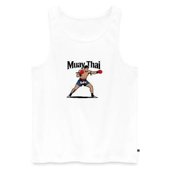 Muay Thai Kickboxen - Männer Premium Bio Tank Top - Weiß - Vorne - Michal (187cm)