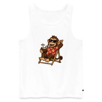 Monkey on the beach in Hawaiian look - Men's Premium Organic Tank Top - white - Front - AI Model Male 178 light (178cm)