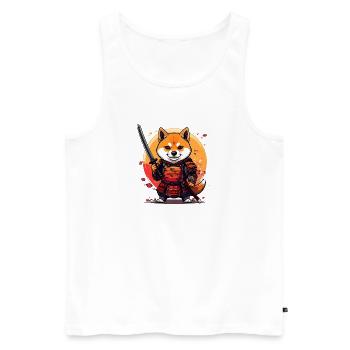 Shiba Inu Samurai in Rüstungs-Design - Männer Premium Bio Tank Top - Weiß - Vorne - AI Model Male 178 light (178cm)