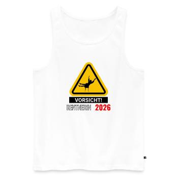 Vorsicht! Rentnerin 2026 - Männer Premium Bio Tank Top - Weiß - Vorne - Michal (187cm)