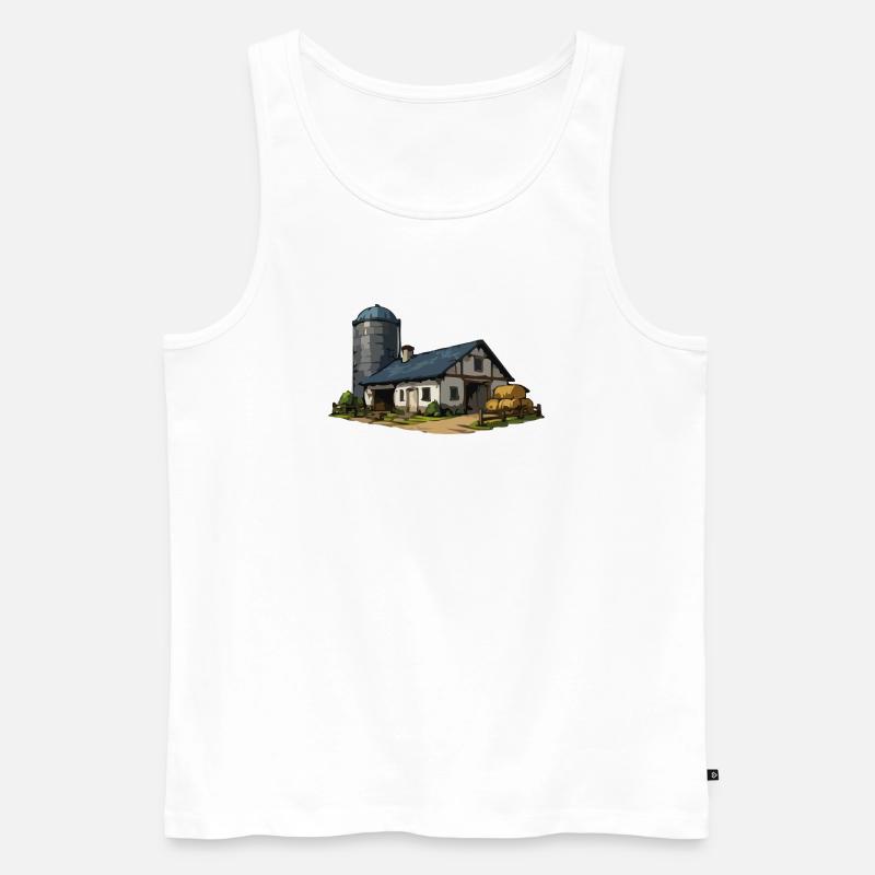 Ländliche Scheune mit Silo - Männer Premium Bio Tank Top - Weiß