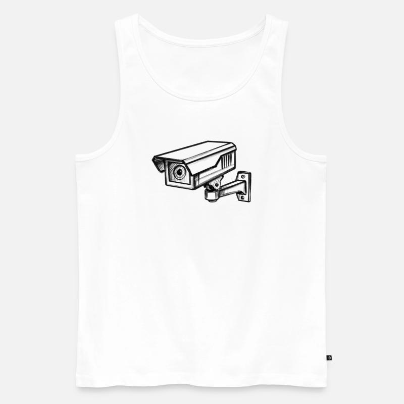 Security Camera Security - Illusionration - Men's Premium Organic Tank Top - white