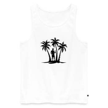 Palmiers pour fête de vacanciers - Débardeur bio Premium Homme - blanc - Devant - AI Model Male 178 light (178cm)