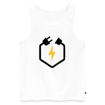 Logo électrique de la prise électrique électrique - Débardeur bio Premium Homme - blanc - Devant - AI Model Male 178 light (178cm)