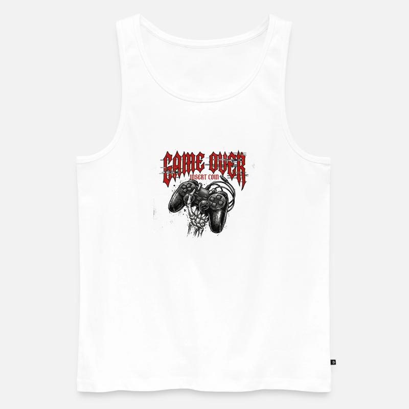 Game Over Retro Controller Grunge - Männer Premium Bio Tank Top - Weiß