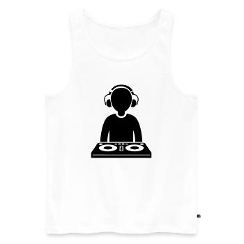 DJ Turntables Party - Männer Premium Bio Tank Top - Weiß - Vorne - AI Model Male 178 light (178cm)