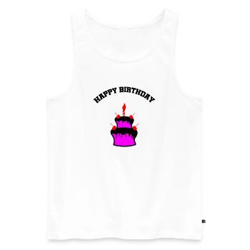 Gâteau rose aux cerises et bougie - Débardeur bio Premium Homme - blanc - Devant - Michal (187cm)