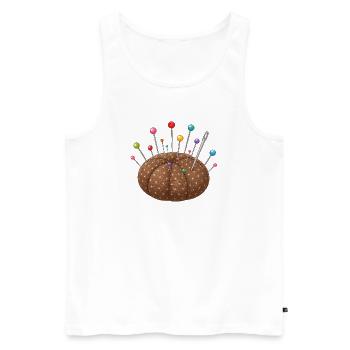 Nadelkissen mit bunten Stecknadeln - Männer Premium Bio Tank Top - Weiß - Vorne - AI Model Male 178 light (178cm)