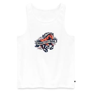 Maehne statt Krone Pferde-Statement - Männer Premium Bio Tank Top - Weiß - Vorne - Michal (187cm)