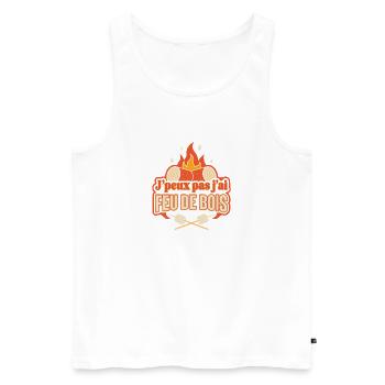 J'peux pas j'ai feu de bois - Débardeur bio Premium Homme - blanc - Devant - AI Model Male 178 light (178cm)