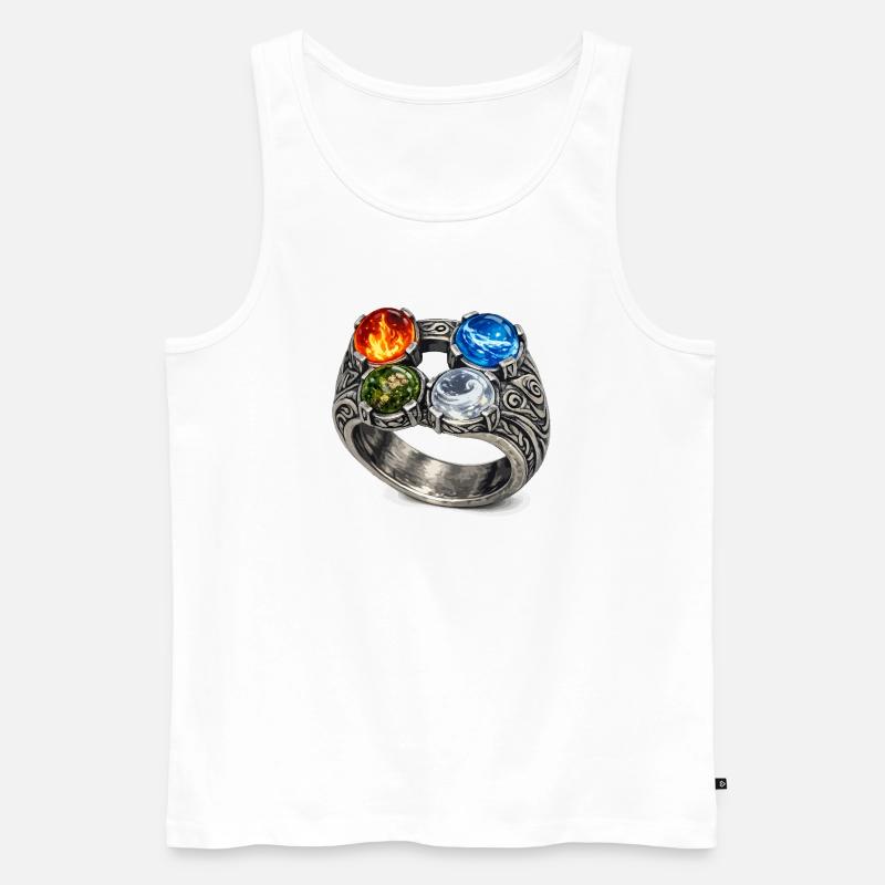 Vier-Elemente-Ring mit Edelsteinen - Männer Premium Bio Tank Top - Weiß