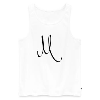 Lettre M - Débardeur bio Premium Homme - blanc - Devant - AI Model Male 178 light (178cm)