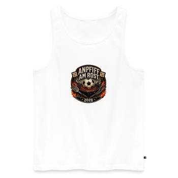 Anpfiff am Rost 2026 Fußball Grillen BBQ Shirt - Männer Premium Bio Tank Top - Weiß - Vorne - AI Model Male 178 light (178cm)