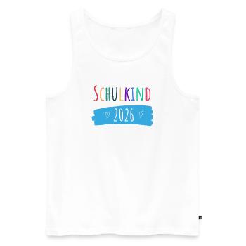 Schulkind 2026 - Männer Premium Bio Tank Top - Weiß - Vorne - Michal (187cm)