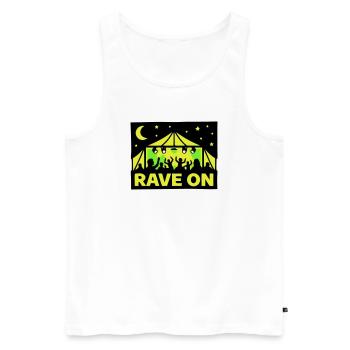 Rave On Festival Tent Techno Party Crew - Men's Premium Organic Tank Top - white - Front - Michal (187cm)