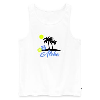 Aloha Hibiskus Neon Script - Männer Premium Bio Tank Top - Weiß - Vorne - AI Model Male 178 light (178cm)