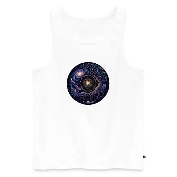 Arbre cosmique de la vie, nous sommes tous faits de matière stellaire - Débardeur bio Premium Homme - blanc - Devant - AI Model Male 178 light (178cm)