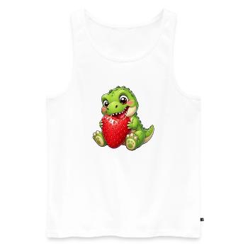 Dino T-Rex avec dessin animé d’été à la fraise - Débardeur bio Premium Homme - blanc - Devant - Michal (187cm)