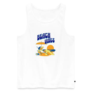 Beach Vibes Lounge Illustration - Débardeur bio Premium Homme - blanc - Devant - Michal (187cm)
