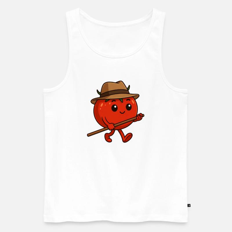 Tomate auf Wanderschaft - Männer Premium Bio Tank Top - Weiß