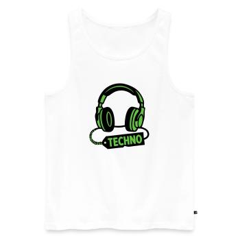 DJ Headphones Techno Rave Festival Producer - Men's Premium Organic Tank Top - white - Front - AI Model Male 178 light (178cm)