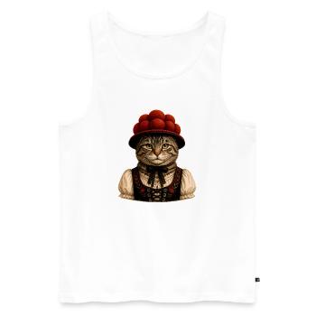 Chat de la Forêt-Noire avec Bollenhut - Débardeur bio Premium Homme - blanc - Devant - Michal (187cm)