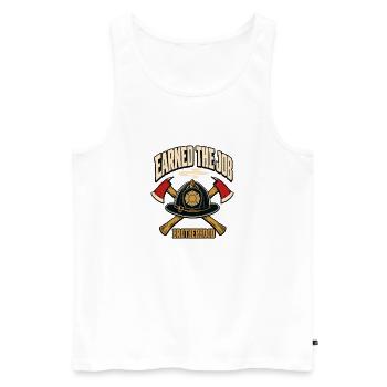 A gagné la fierté de pompier de la Fraternité du Métier - Débardeur bio Premium Homme - blanc - Devant - AI Model Male 178 light (178cm)