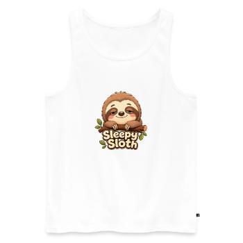 Beeil dich nicht, sei glücklich, süß, faul, lustiger Faultier, - Männer Premium Bio Tank Top - Weiß - Vorne - AI Model Male 178 light (178cm)