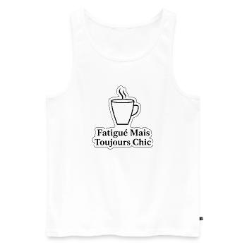 Fatigué Mais Toujours Chic Café - Débardeur bio Premium Homme - blanc - Devant - Michal (187cm)