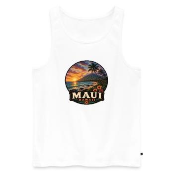 Île de vacances à Hawaï : Volcan Sunset Beach - Débardeur bio Premium Homme - blanc - Devant - Michal (187cm)