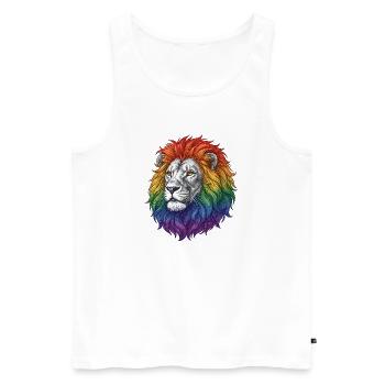 Mois de la fierté LGBTQ - Lion féroce - Débardeur bio Premium Homme - blanc - Devant - Michal (187cm)