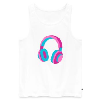 Kopfhörer 80er Retro Synthwave DJ Musik Gamer - Männer Premium Bio Tank Top - Weiß - Vorne - AI Model Male 178 light (178cm)