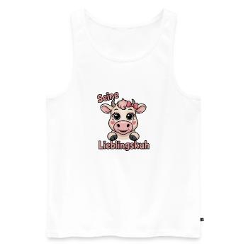  Seine Lieblingskuh Niedliche Cartoon Kuh Mit - Männer Premium Bio Tank Top - Weiß - Vorne - Michal (187cm)